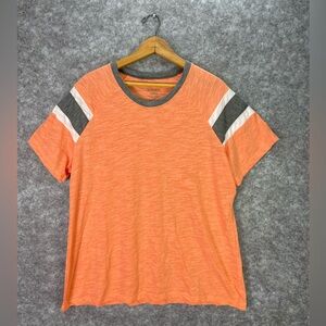 Augusta Sportswear Shirt Womens XL Orange Raglan Stripe Short Sleeve Tee